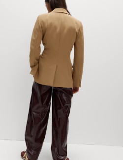 Twill Tailored Cinched Waist Blazer