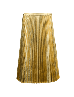 Metalická plisovaná midi sukně