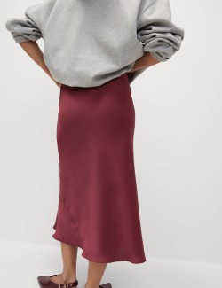 Saténová natahovací midaxi sukně