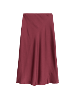 Saténová natahovací midaxi sukně