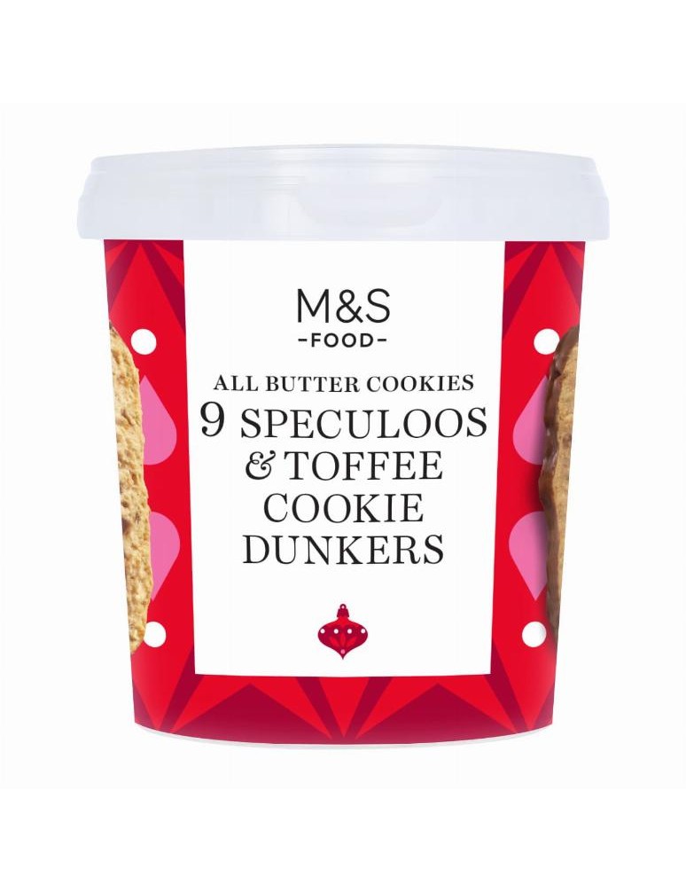 Máslové sušenky se skořicí, koriandrem a muškátovým oříškem, s kousky máslového karamelu polomáčené v mléčné čokoládě