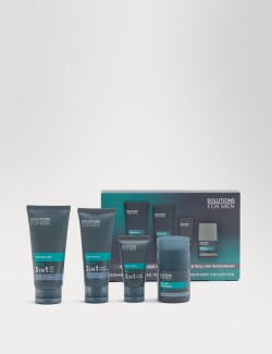 Sada sprchového gelu, šamponu, mycího gelu na obličej a kuličkového antiperspirantu Refresh z řady Solutions for Men