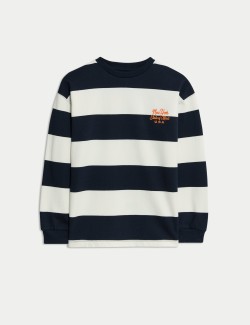 Pruhovaný top s dlouhým rukávem z čisté bavlny (6-16 let)