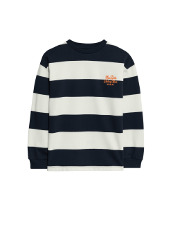 Pruhovaný top s dlouhým rukávem z čisté bavlny (6-16 let)