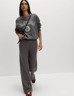 Široké teplákové kalhoty s vysokým obsahem bavlny a stahovací šňůrkou