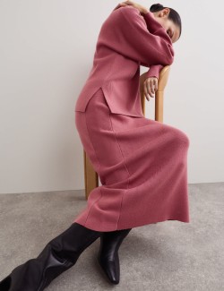 Pletená midi sukně z čisté vlny Merino