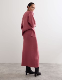 Pletená midi sukně z čisté vlny Merino