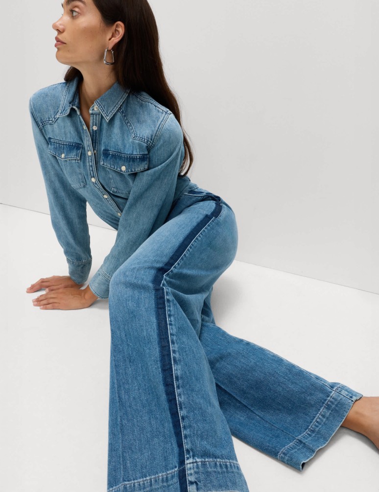 Pure Cotton Wide Leg Denim Jeans