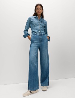 Pure Cotton Wide Leg Denim Jeans