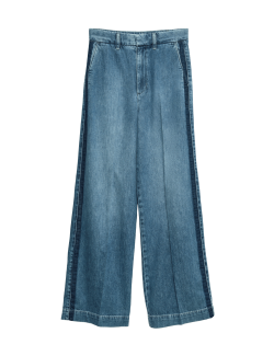 Pure Cotton Wide Leg Denim Jeans