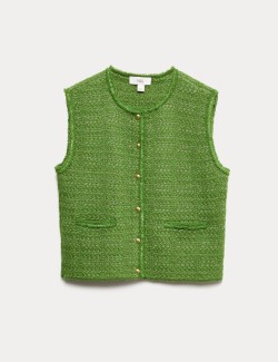 Cotton Blend Pocket Detail Military Waistcoat