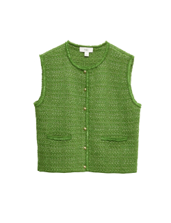 Cotton Blend Pocket Detail Military Waistcoat