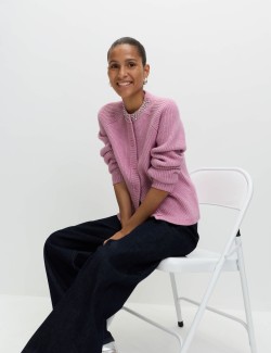 Texturovaný zdobený kardigan s knoflíky na přední straně