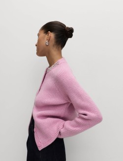 Texturovaný zdobený kardigan s knoflíky na přední straně