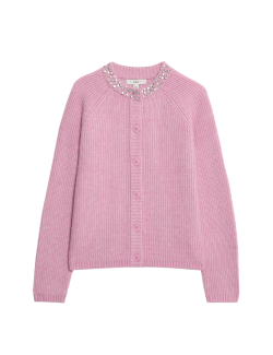 Texturovaný zdobený kardigan s knoflíky na přední straně