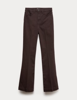 High Waisted Crease Front Slim Flare Jeans