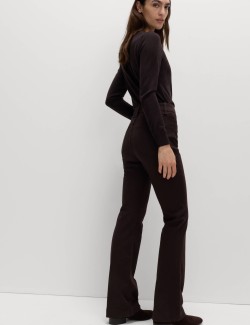 High Waisted Crease Front Slim Flare Jeans