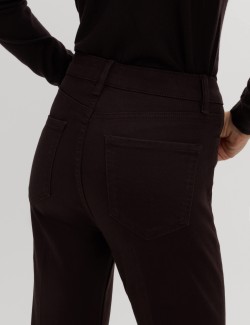 High Waisted Crease Front Slim Flare Jeans