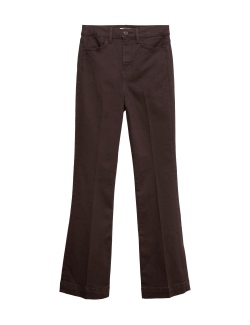 High Waisted Crease Front Slim Flare Jeans