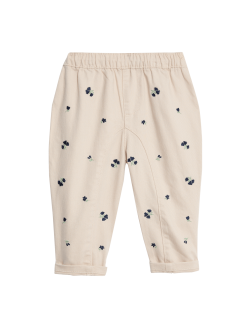 Cotton Rich Floral Embroidered Jeans (0-6 Yrs)