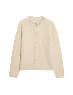 Texturovaný zdobený kardigan s knoflíky na přední straně