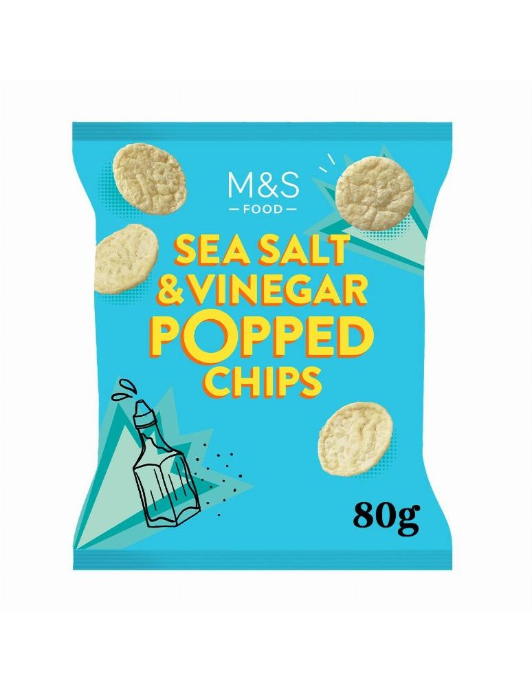 Extrudované bramborové lupínky ochucené mořskou solí a octem