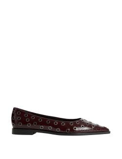 Patent Studded Flat Pointed Shoes