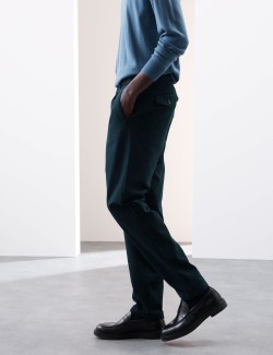 Regular Fit Single Pleat Textured Chinos