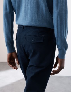 Regular Fit Single Pleat Textured Chinos