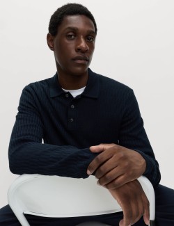 Bavlněné modální geometrické pletené polo tričko