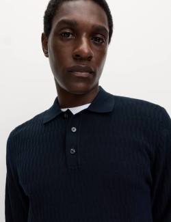 Cotton Modal Geometric Knitted Polo