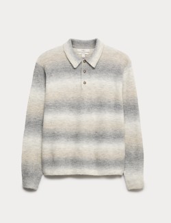 Supersoft Striped Polo Jumper with Wool