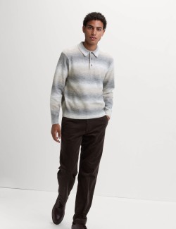 Supersoft Striped Polo Jumper with Wool