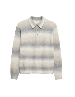 Supersoft Striped Polo Jumper with Wool