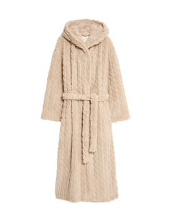 Žakárový dlouhý župan s kapucí