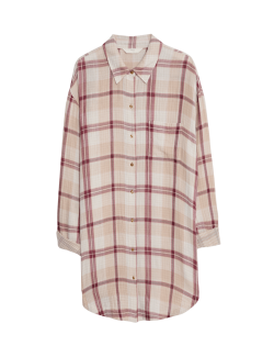 Kostkovaná noční košile z čisté bavlny