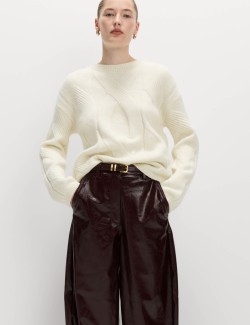 Svetr s copánkovým vzorem, s vlnou a vlnou alpaka