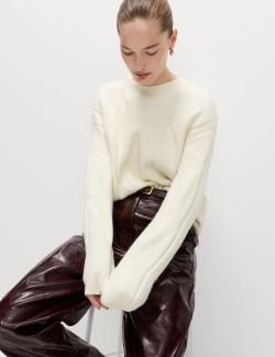 Svetr s copánkovým vzorem, s vlnou a vlnou alpaka