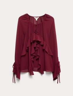 Tie Neck Ruffle Blouse