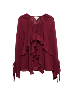 Tie Neck Ruffle Blouse