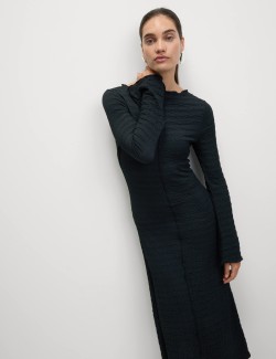 Jersey Textured Midi Skater Dress