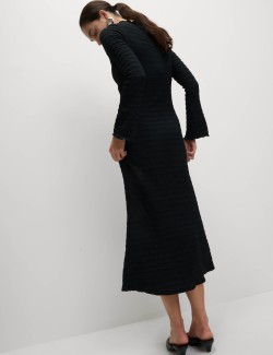 Jersey Textured Midi Skater Dress