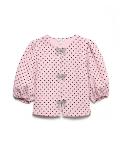 Polka Dot Embellished Bow Top