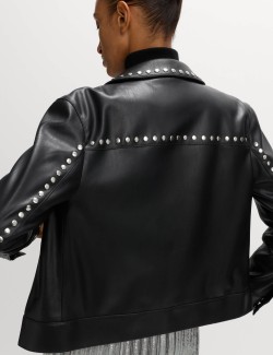 Bunda typu Harrington z umělé kůže s cvočky