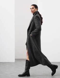 Wool Rich Double Breasted Longline Coat