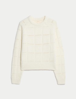 Pointelle Crew Neck Jumper With Alpaca