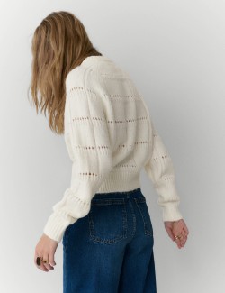 Pointelle Crew Neck Jumper With Alpaca