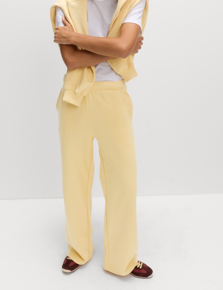 Široké teplákové kalhoty s vysokým obsahem bavlny a stahovací šňůrkou