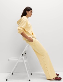 Široké teplákové kalhoty s vysokým obsahem bavlny a stahovací šňůrkou