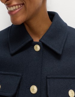 Praktická bunda s kapucí ze směsi vlny